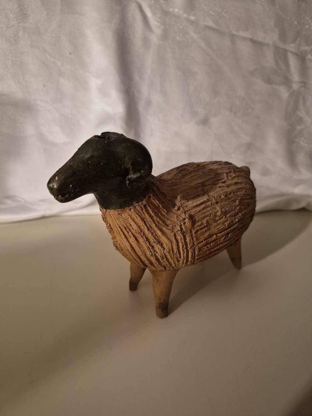 Rustic Brown Sheep Sculpture Figurine Chia Pet Planter No Seeds